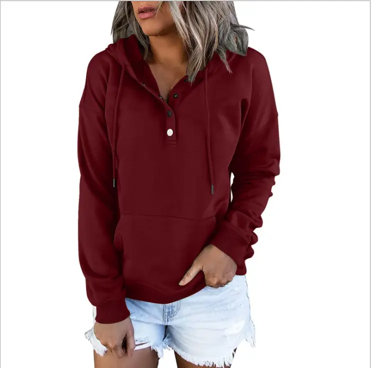 Women's Long Sleeve Hooded Pullover Beige Loose Fit — feature 8