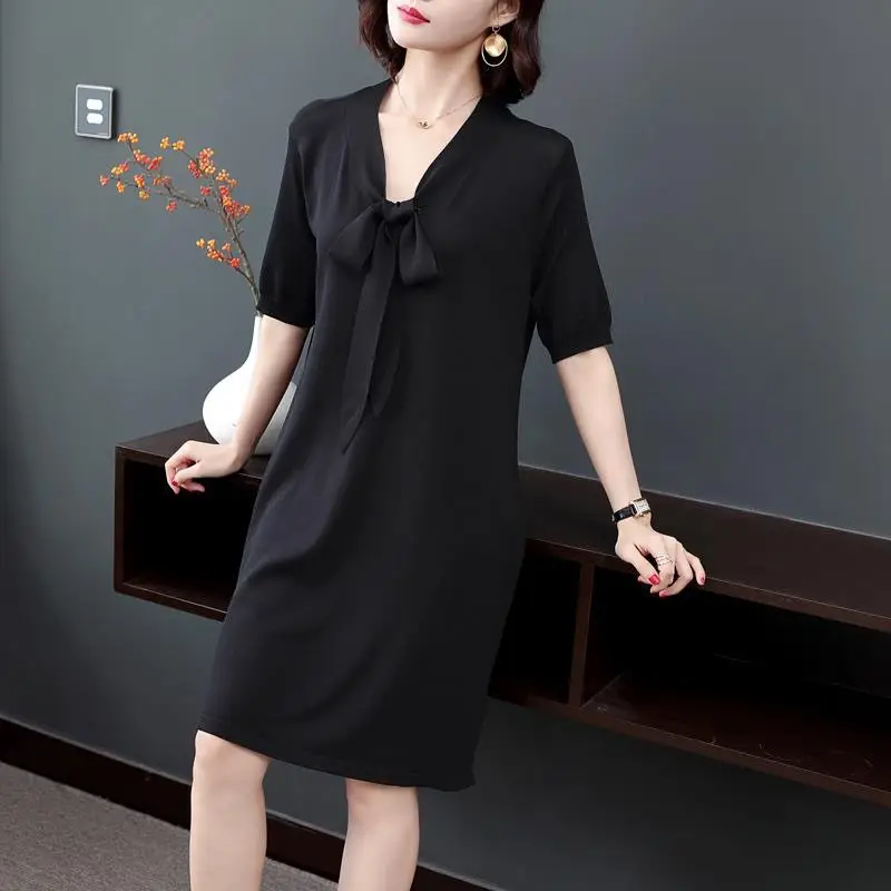 2022 Black Fat Sister Covering Dress Plus Size Western Style - Image 4