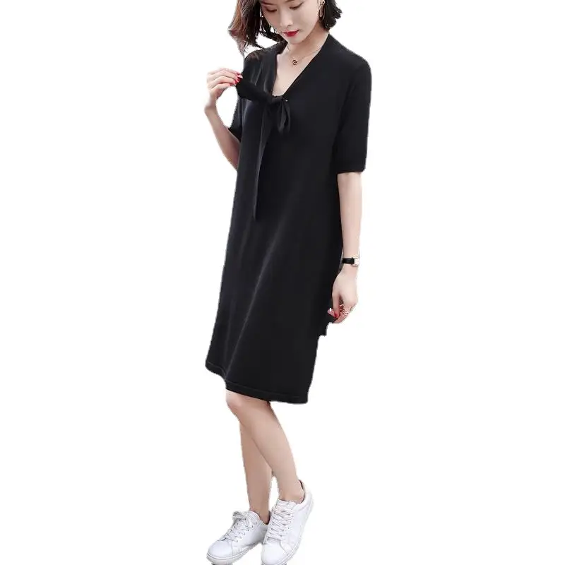 2022 Black Fat Sister Covering Dress Plus Size Western Style - Image 5