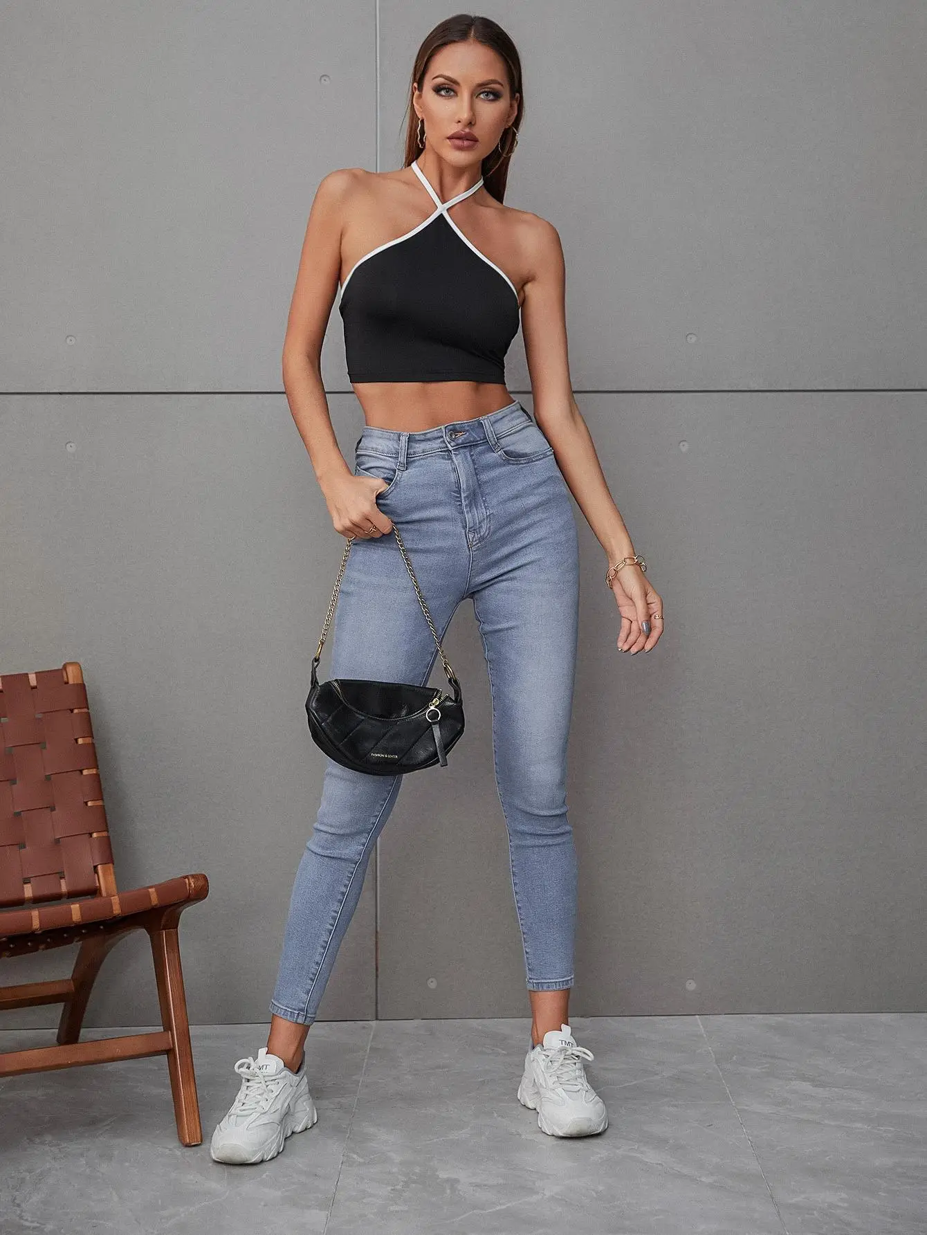 Women's Black White Crossback T-Shirt Summer Top — feature 2