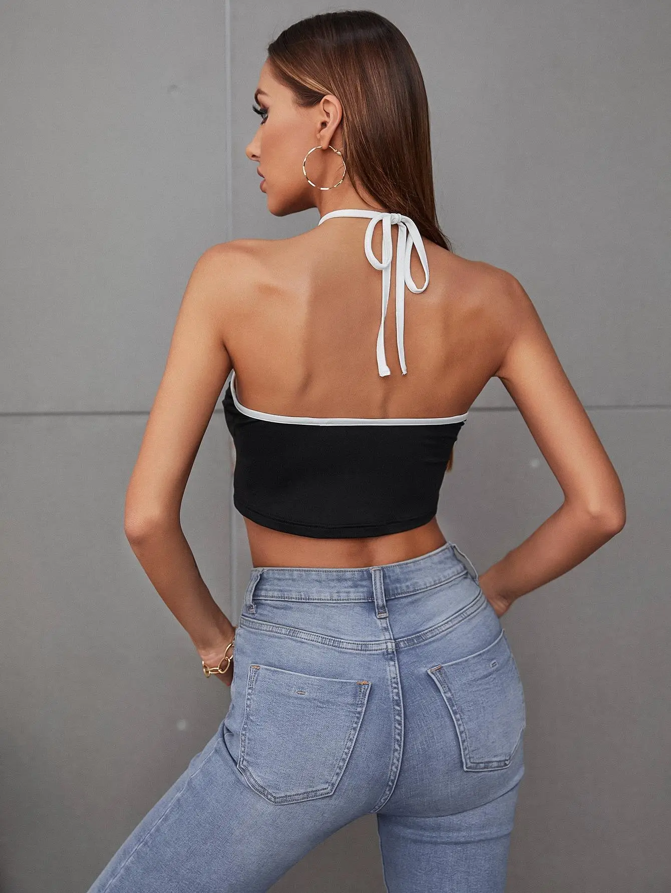 Women's Black White Crossback T-Shirt Summer Top — feature 3