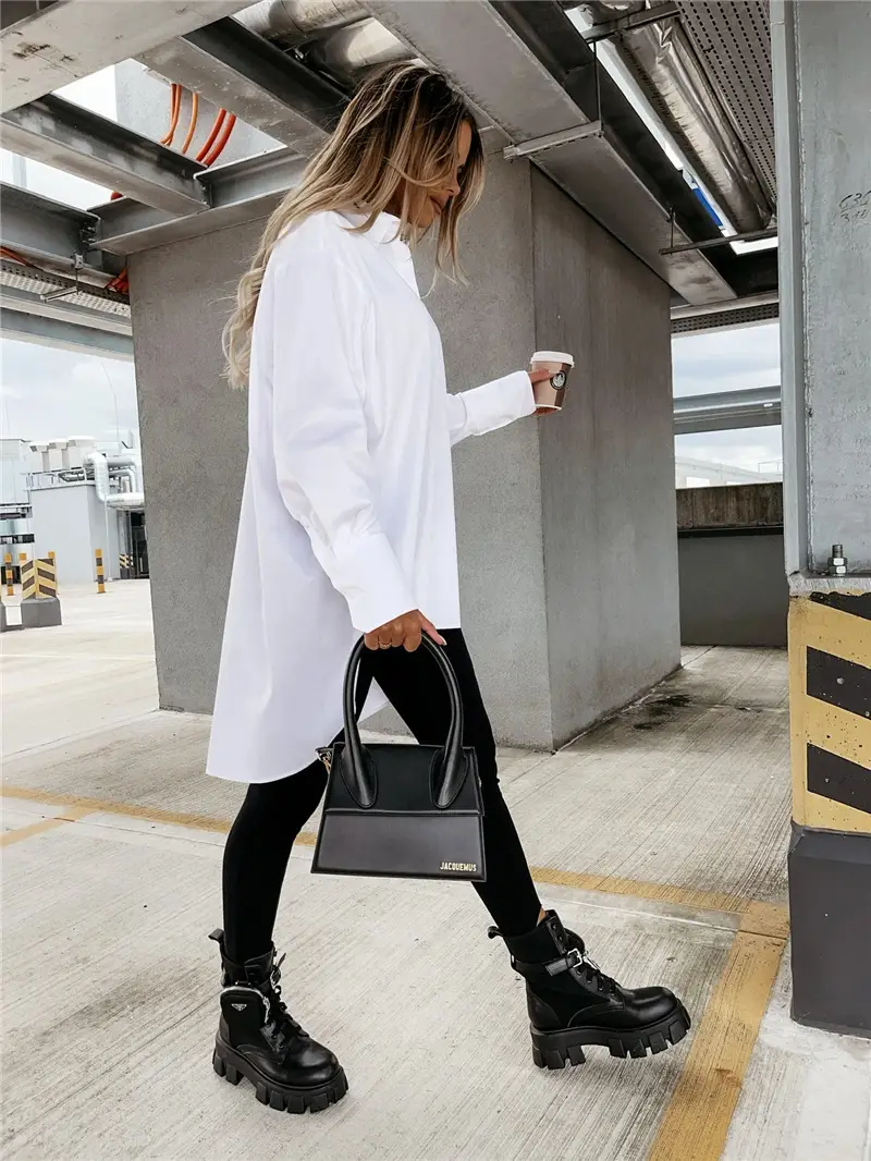Long Sleeve Button Down Shirt for Women Black — feature 4