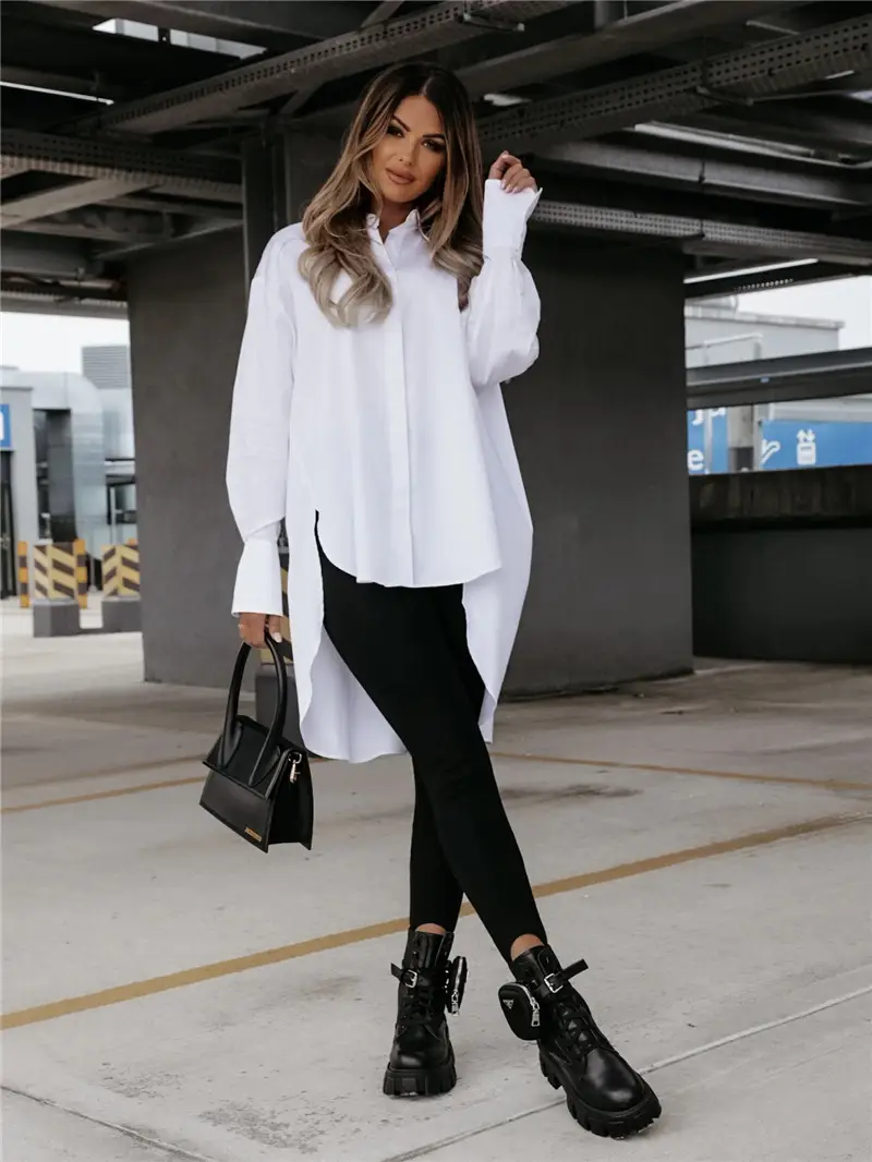Long Sleeve Button Down Shirt for Women Black — feature 5