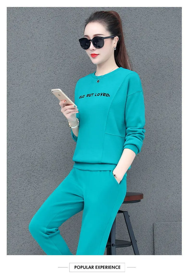Women Blue Crossbody Sweatpants Set Spring Autumn 2021 — feature 10