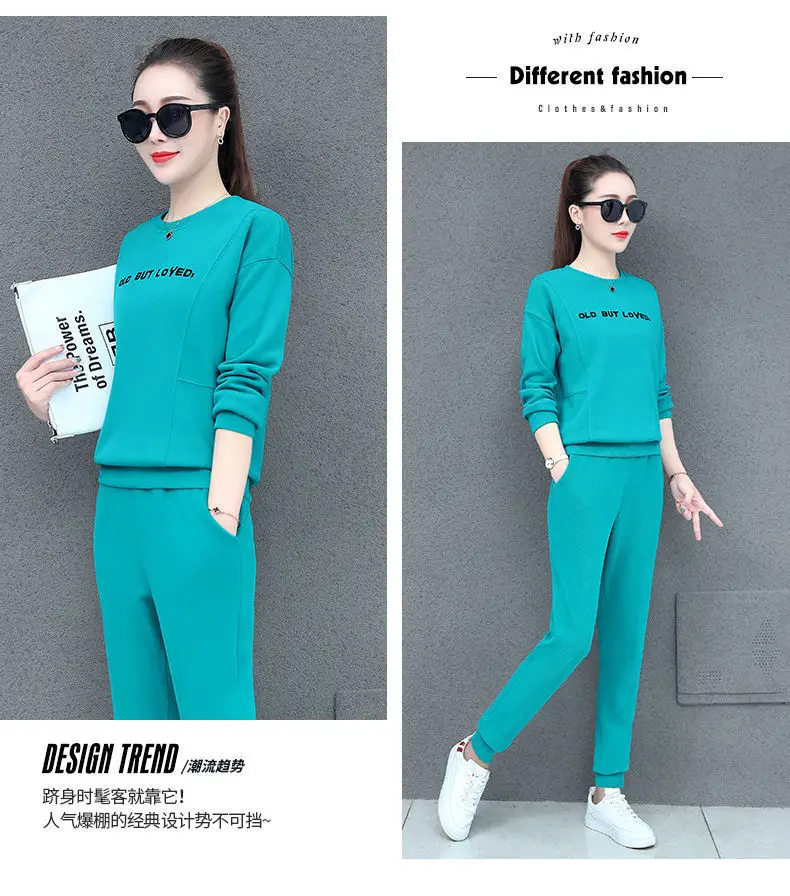 Women Blue Crossbody Sweatpants Set Spring Autumn 2021 — feature 11