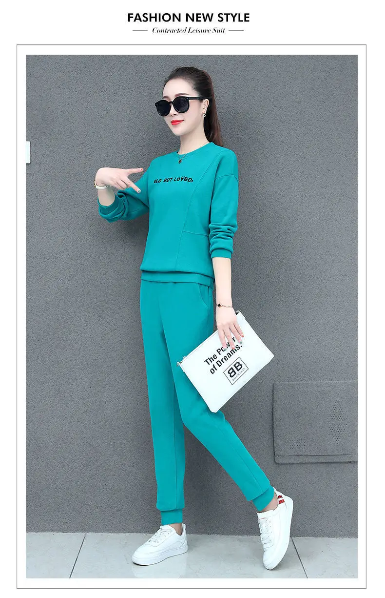 Women Blue Crossbody Sweatpants Set Spring Autumn 2021 — feature 12