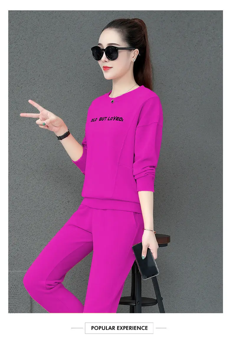 Women Blue Crossbody Sweatpants Set Spring Autumn 2021 — feature 7
