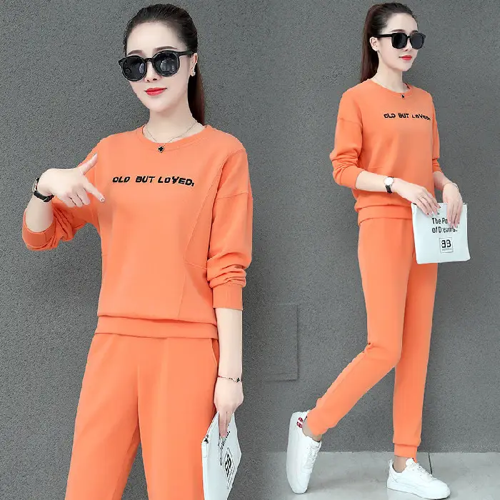 Women Blue Crossbody Sweatpants Set Spring Autumn 2021 - Image 2