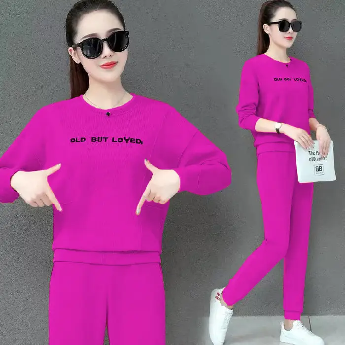 Women Blue Crossbody Sweatpants Set Spring Autumn 2021 - Image 3