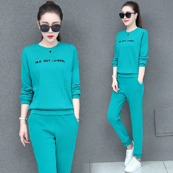Women Blue Crossbody Sweatpants Set Spring Autumn 2021 - Image 4