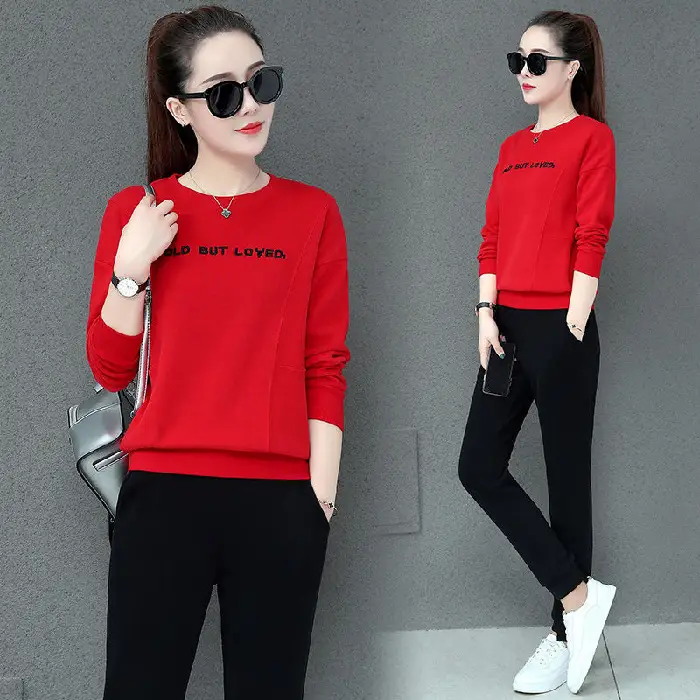 Women Blue Crossbody Sweatpants Set Spring Autumn 2021 - Image 6