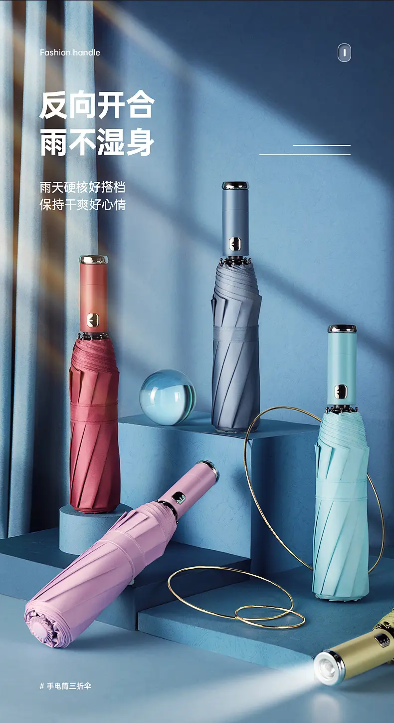 Rotatable Flashlight Umbrella with 8-Storm Protection — feature 1
