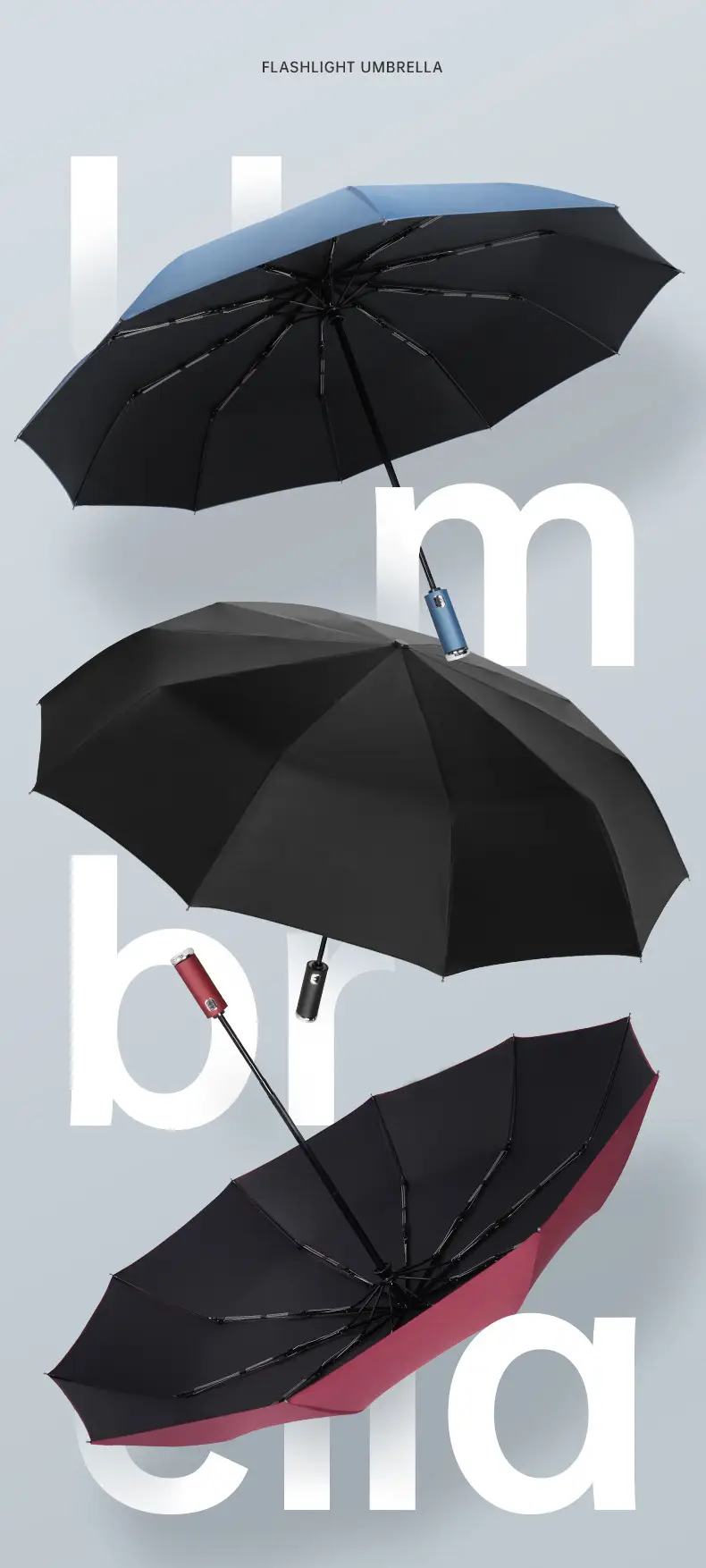 Rotatable Flashlight Umbrella with 8-Storm Protection — feature 5