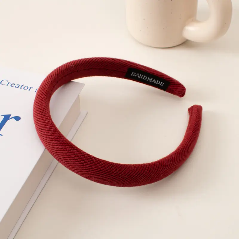Women's Red Twill Hairpin Headband Retro Height-increasing Cranial Top Narrow Side - Image 8