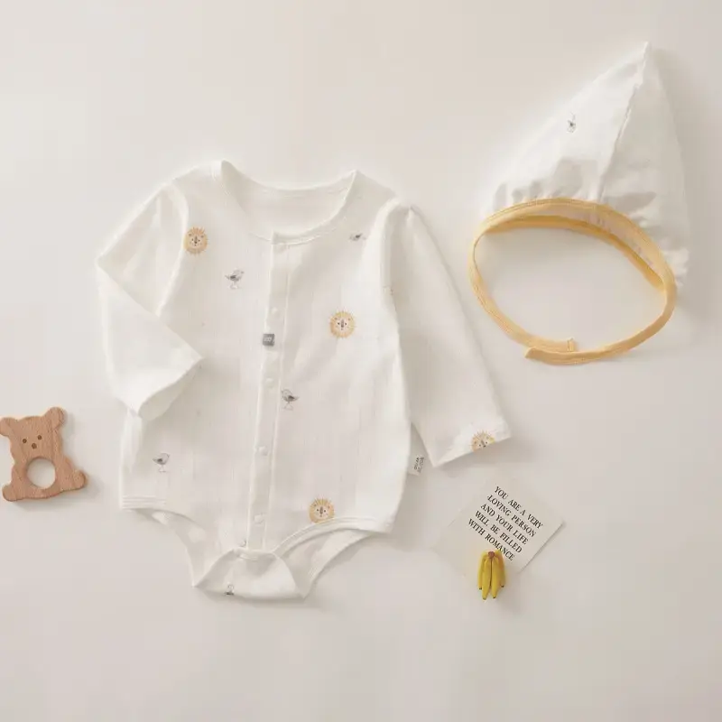 Neonatal Jumpsuit White Long Sleeve Baby Clothes - Image 7