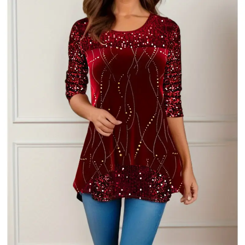 Women's Printed Round Neck T-Shirt Autumn Winter - Image 8