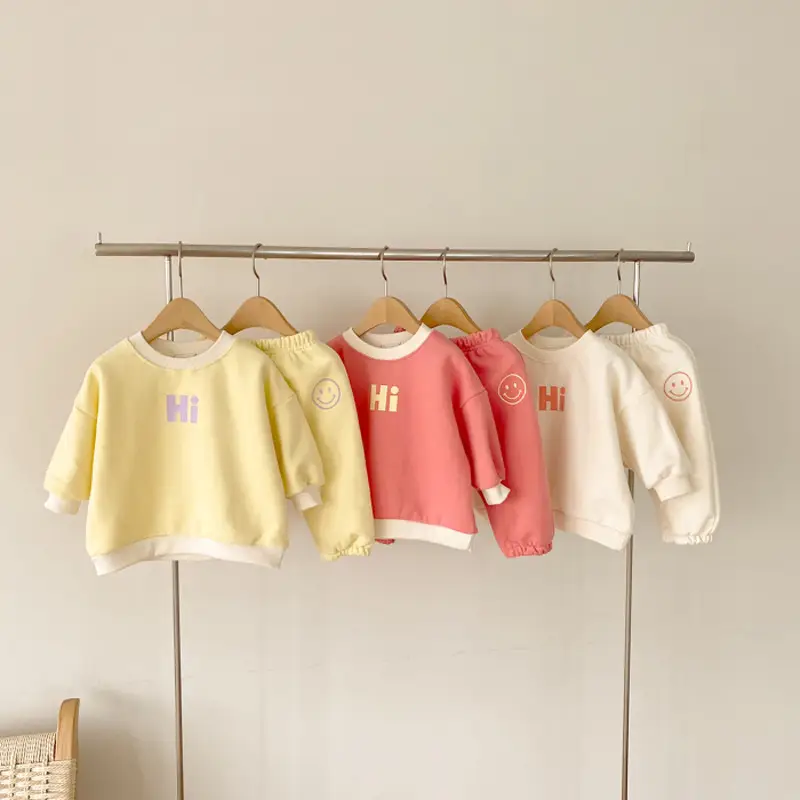 Korean Style Baby Sweater Set Cream Hi & Smiley - Image 7