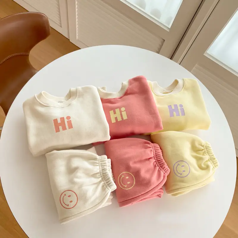 Korean Style Baby Sweater Set Cream Hi & Smiley - Image 9