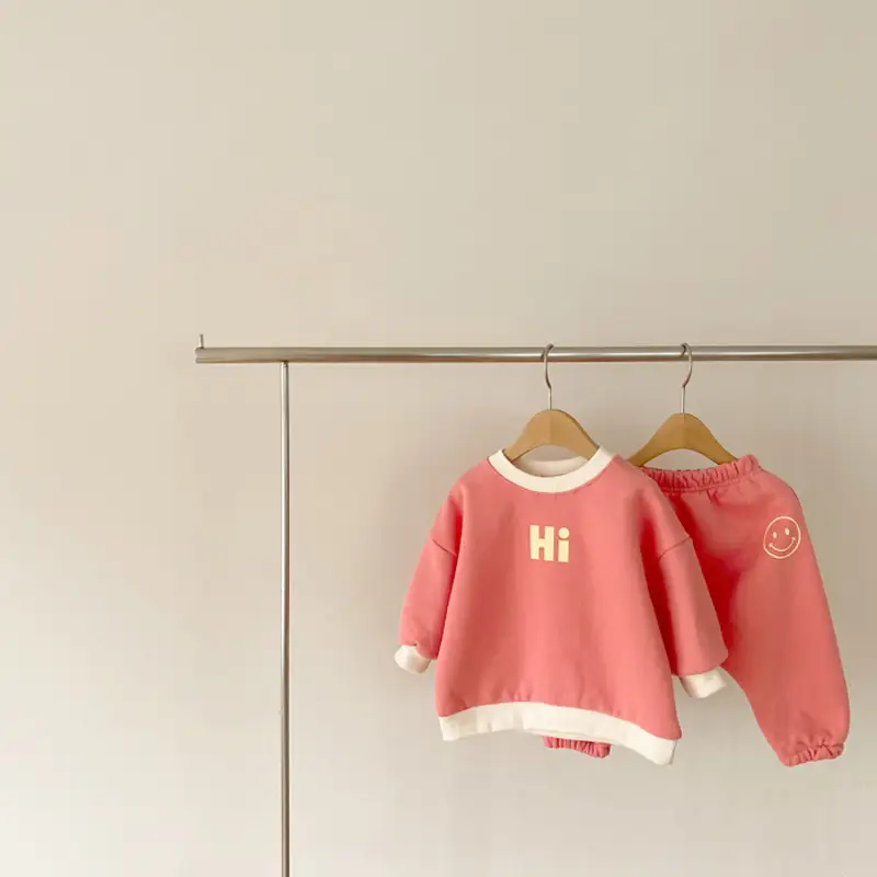 Korean Style Baby Sweater Set Cream Hi & Smiley - Image 2