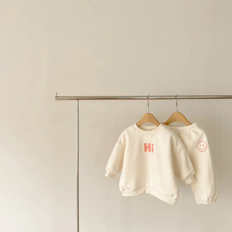 Korean Style Baby Sweater Set Cream Hi & Smiley - Image 3