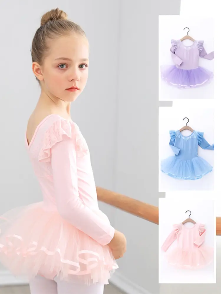 Children's Long Sleeve Ballet Dress Pink Tulle - Image 5