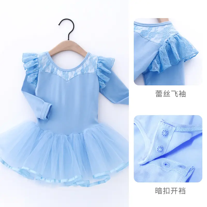 Children's Long Sleeve Ballet Dress Pink Tulle - Image 3