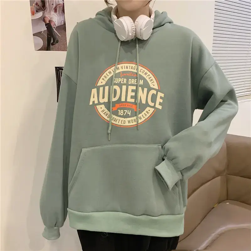 Women's Red Hooded Sweatshirt Fleece Lined Long Sleeve — feature 16