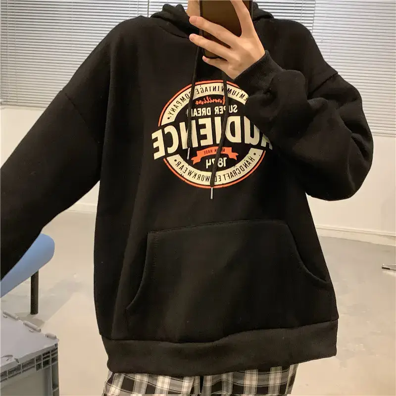 Women's Red Hooded Sweatshirt Fleece Lined Long Sleeve — feature 7