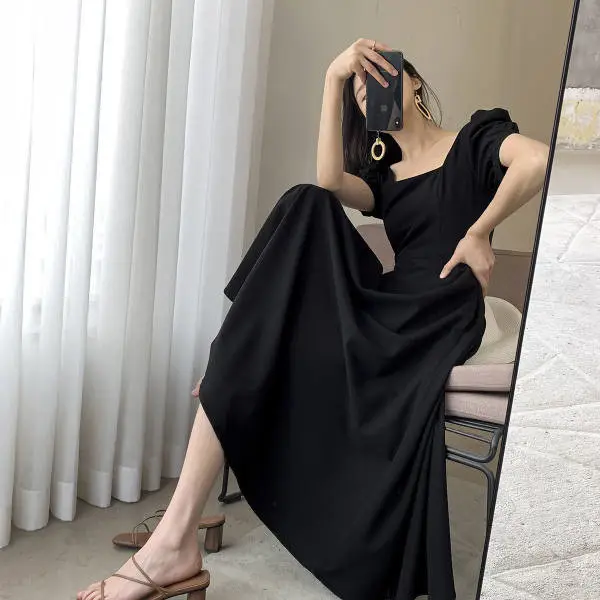 Black Hepburn Style Women's 2023 Summer Dress - Image 4