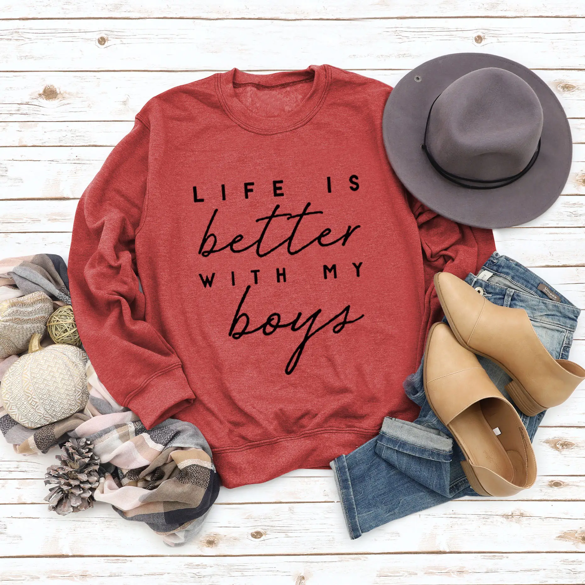Women's Red Letter Top Sweatshirt Like Is Better - Image 11