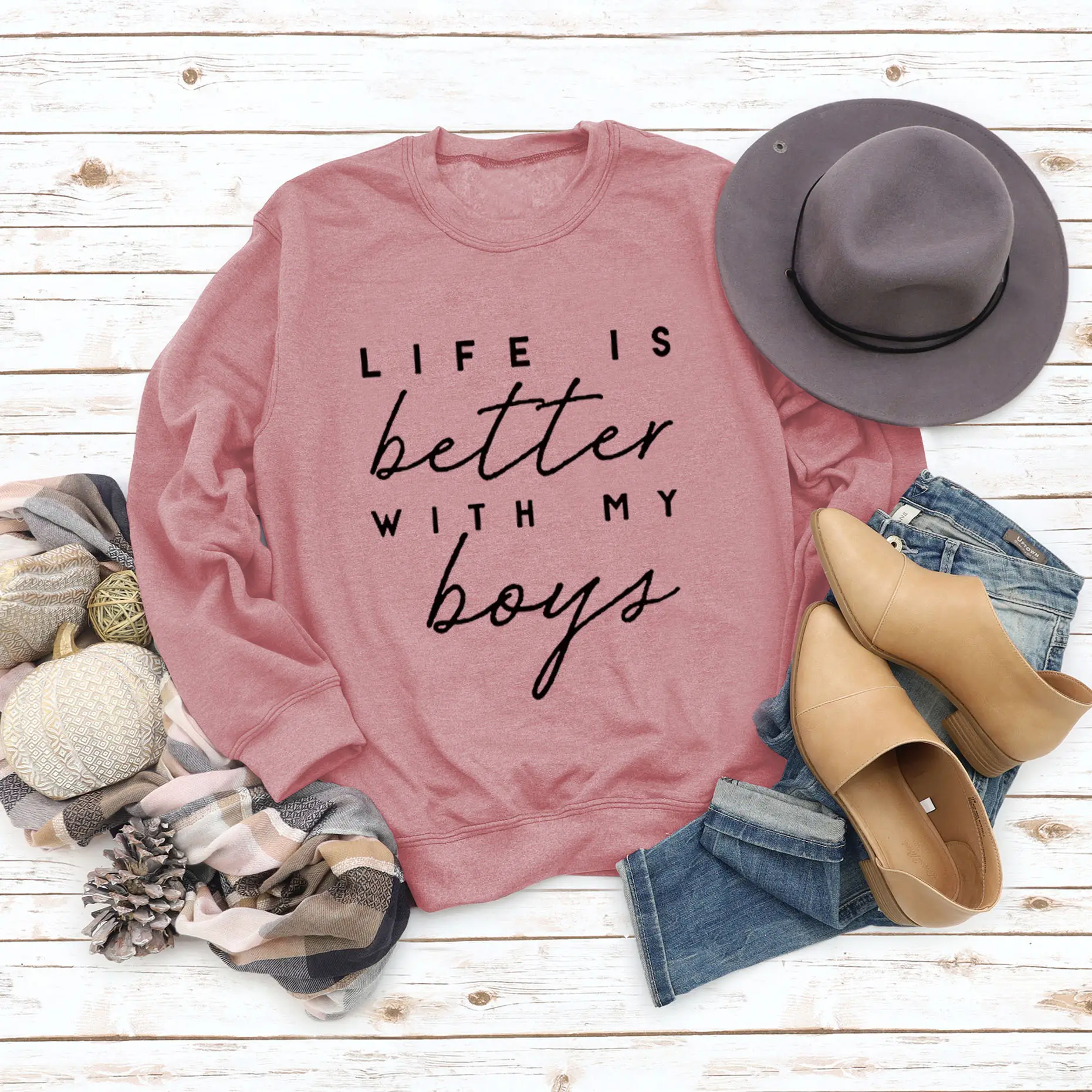 Women's Red Letter Top Sweatshirt Like Is Better - Image 8