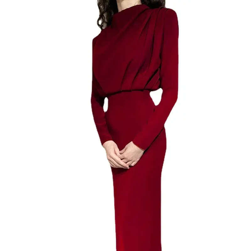 2024 Women's Light Blue Long Sleeve Waist-Cinching Dress - Image 12