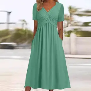 2024 Women's Light Blue Long Sleeve Waist-Cinching Dress — feature 5