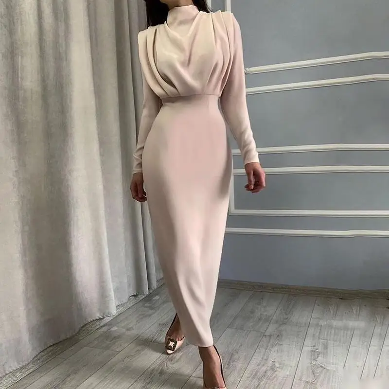 2024 Women's Light Blue Long Sleeve Waist-Cinching Dress - Image 4