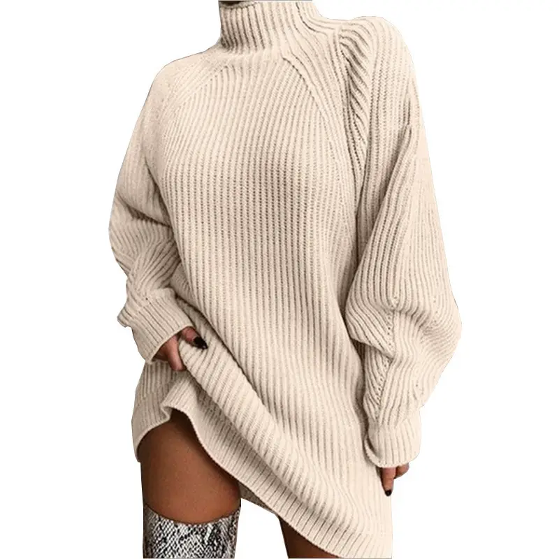 2026 Knit Sweater Dress Women Mid Length Raglan Sleeve - Image 8