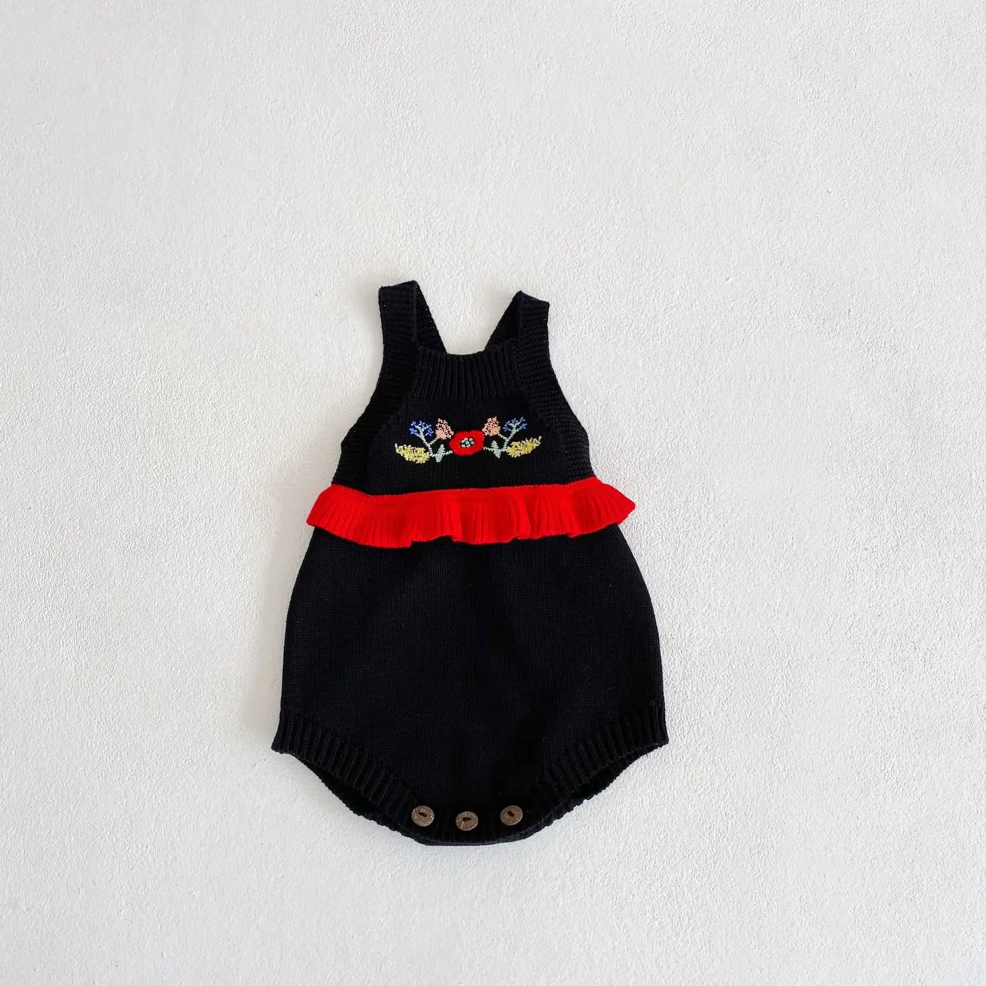 2-Piece Baby Fungus Embroidered Romper Suit Red White Green
