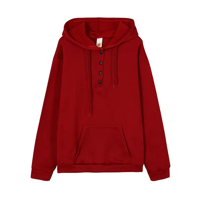 Women's Maroon Hooded Long Sleeve Pullover Sweater — feature 19