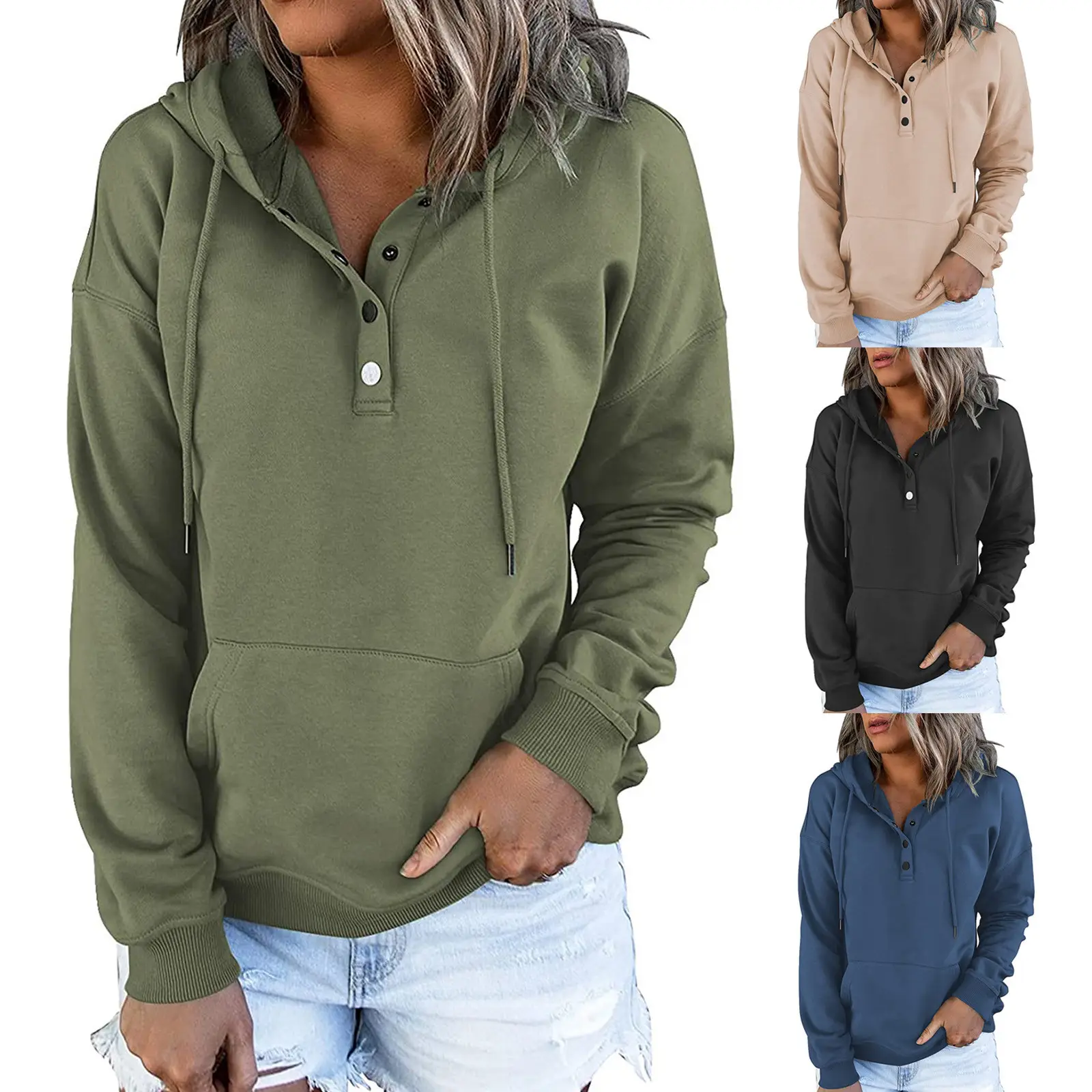 Women's Maroon Hooded Long Sleeve Pullover Sweater — feature 2