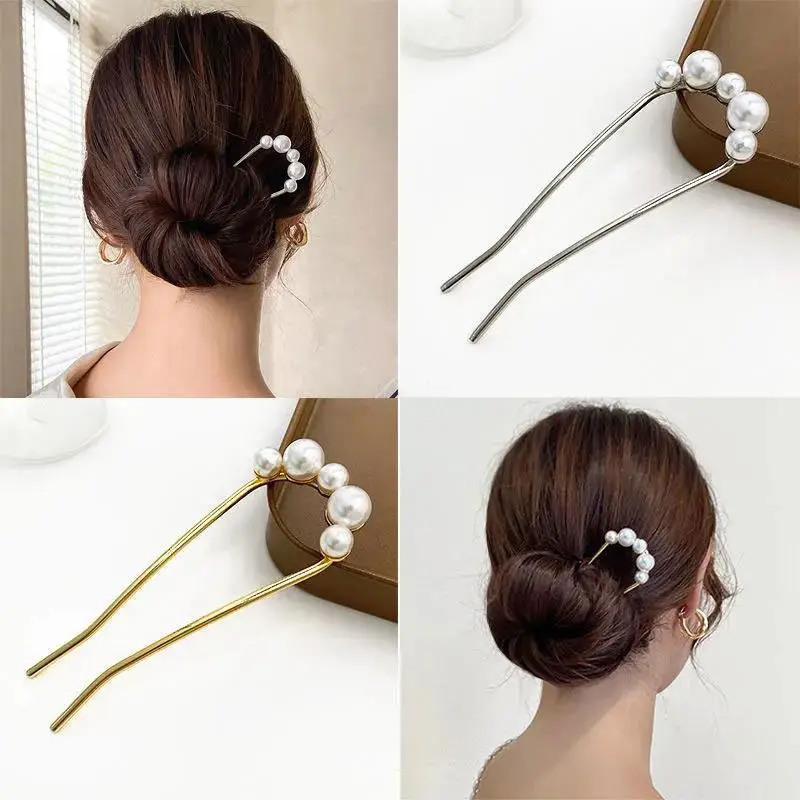 Golden Pearl Cross-Border Hairpin for Bun