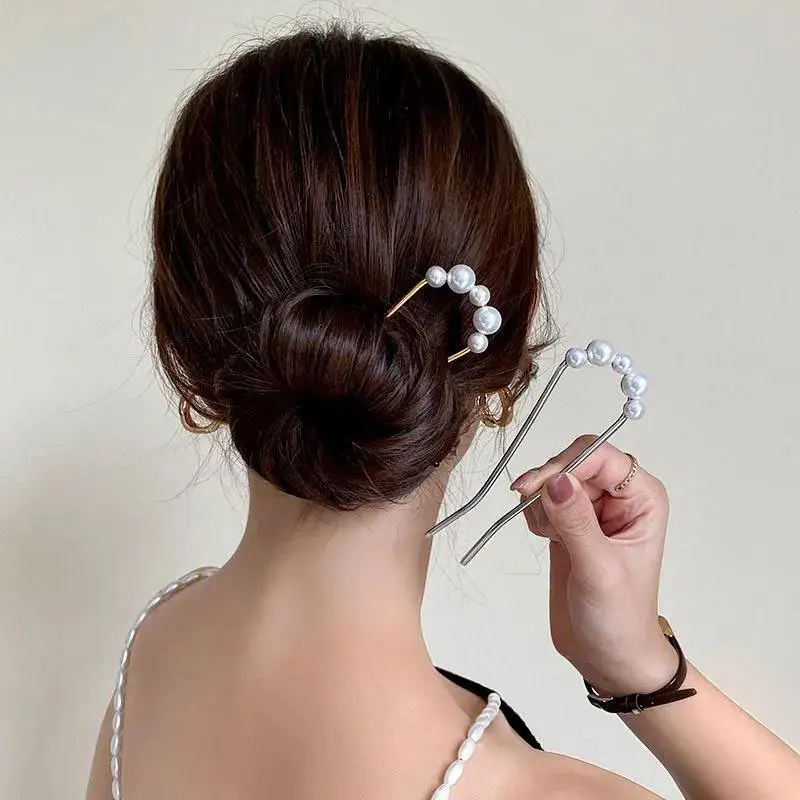 Golden Pearl Cross-Border Hairpin for Bun