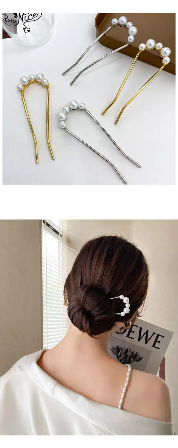 Golden Pearl Cross-Border Hairpin for Bun — feature 4