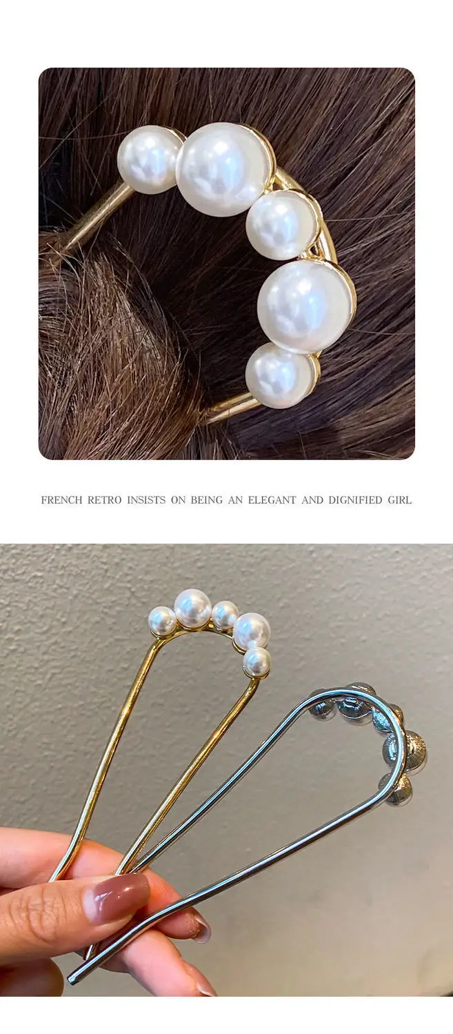 Golden Pearl Cross-Border Hairpin for Bun — feature 5