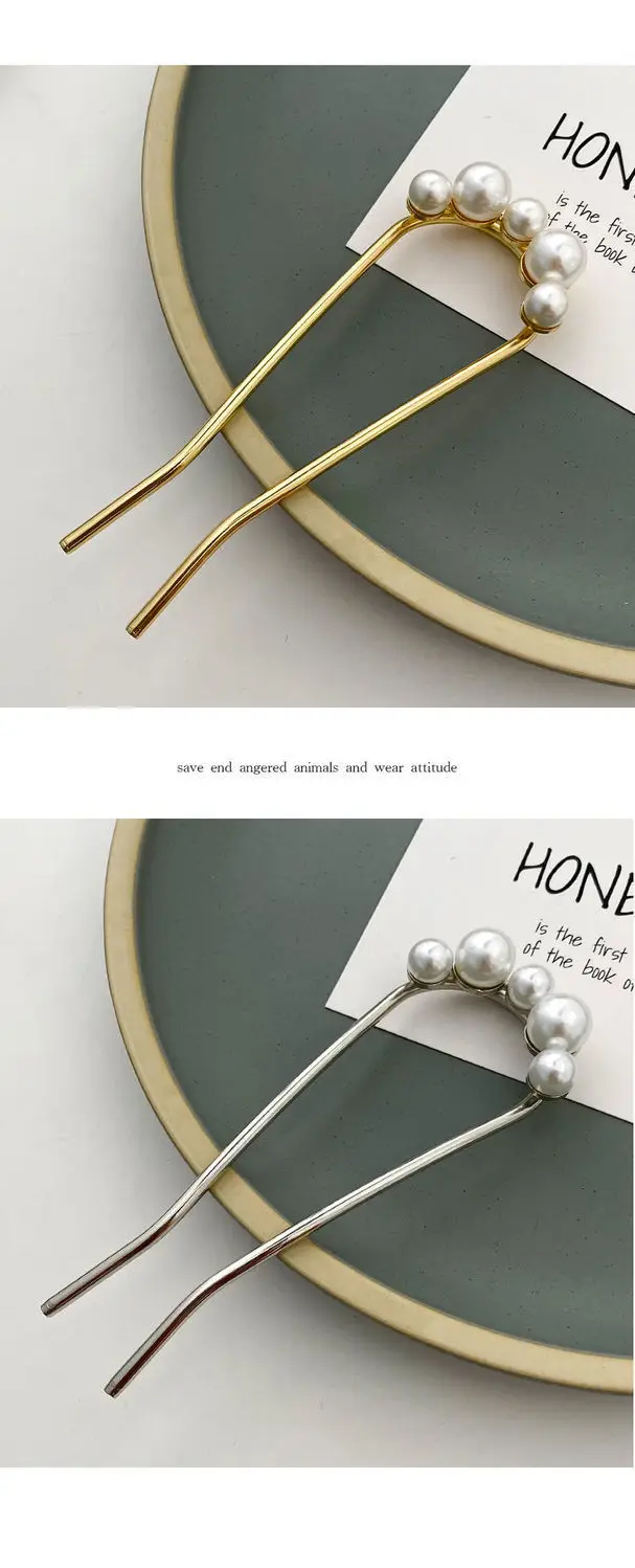 Golden Pearl Cross-Border Hairpin for Bun — feature 9