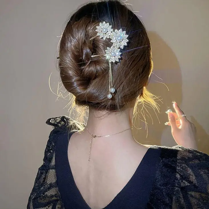 Golden Pearl Cross-Border Hairpin for Bun