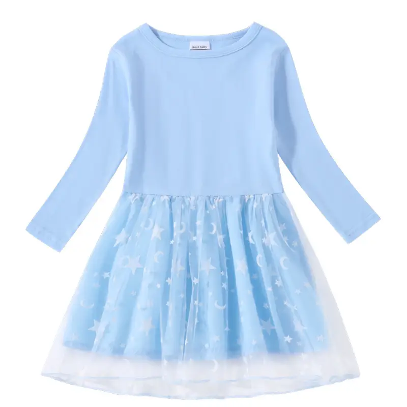 Light Blue Cartoon Star Princess Dress for Girls - Image 3