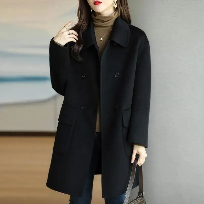 Women Woolen Coat Mid-Length Warm Winter Coat - Image 7