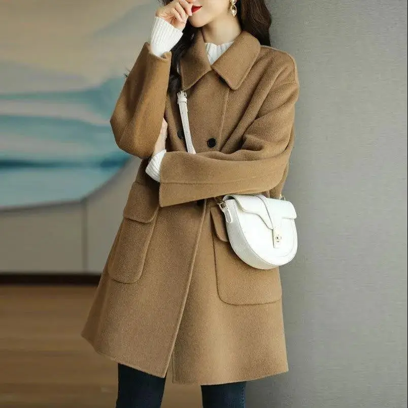 Women Woolen Coat Mid-Length Warm Winter Coat - Image 8