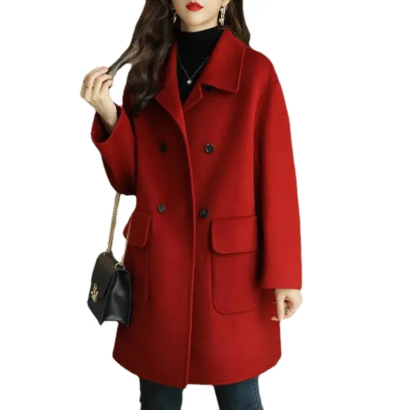 Women Woolen Coat Mid-Length Warm Winter Coat - Image 9
