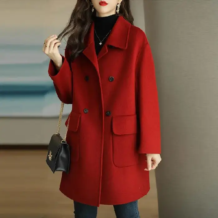 Women Woolen Coat Mid-Length Warm Winter Coat - Image 2
