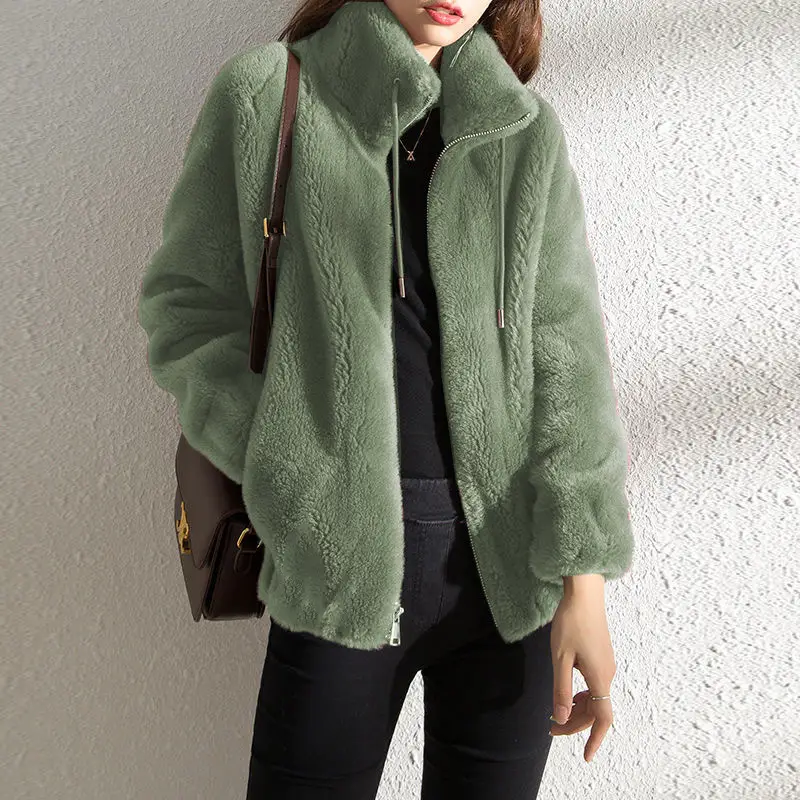 Women's Fleece Lined Winter Coat with Zipper & Vertical Collar — feature 20